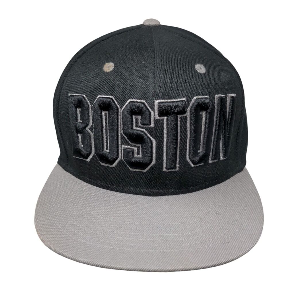 Boston Snapback Hat Black One Size Embroidered Colorblock Vent Holes